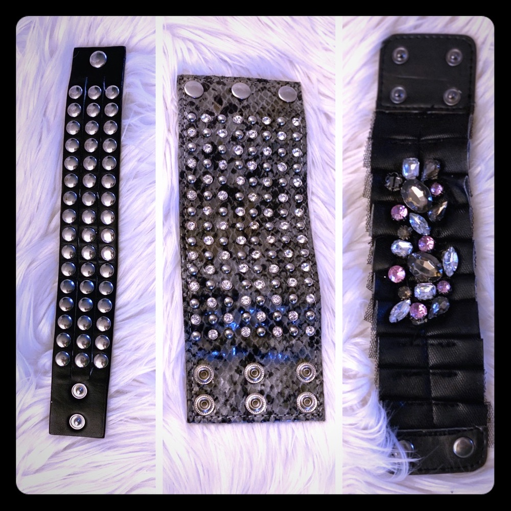 Lot of studded/rhinestone/animal print bracelets